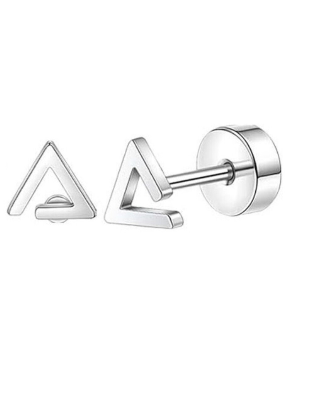 Minimal Triangle Screw Back Earrings - Silver